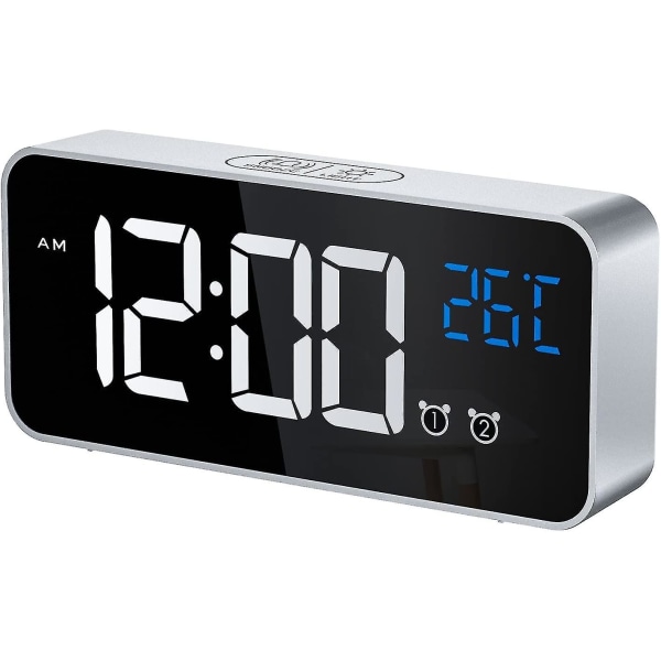 Digital väckarklocka, LED digital klocka Digital väckarklocka Temperatur/Snooze/2 larm/12/24 timmar/us