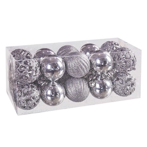 Julgranskulor Silver Plast 5 x 5 x 5 cm (20 stycken)