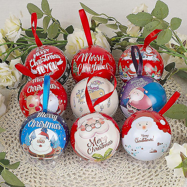 6 st 7 cm julgransdekoration bollkula tryckt julfest hängande bollburkar present N