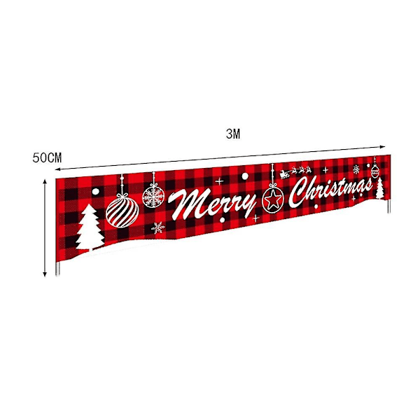 Julbanner Par "Merry Christmas" Dörrskylt (300x50cm A) Banner Utomhus Dekorationer Röd Par