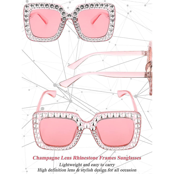 Kvinders overdimensionerede firkantede glitter solbriller Retro tykt stel Disco solbriller