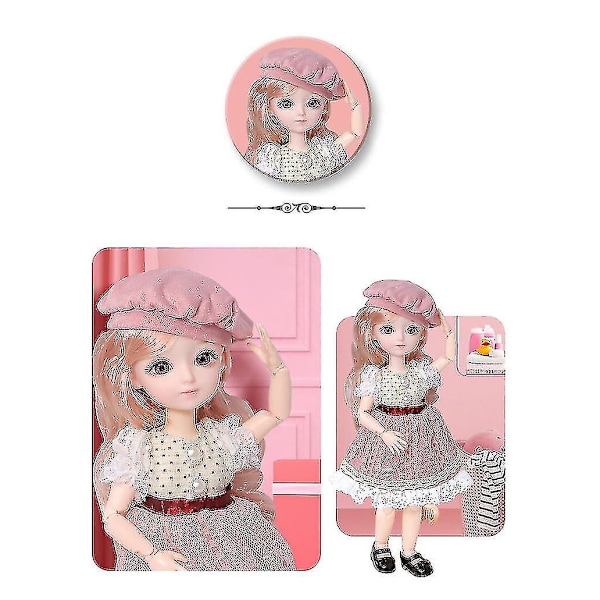 Bjd-dockor 12,2 tum 23 Ledade Dockor Med Full Set Kläder Skor (Rosa Hår A)