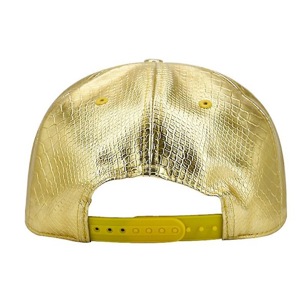 Unisex Button Back Cap, Justerbar Hip Hop Flat Brim Baseball Cap golden