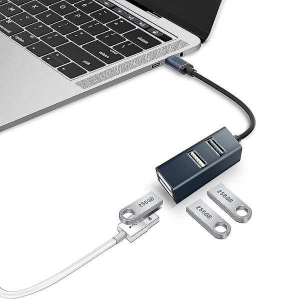 USB 3.0 2.0 Hub USB-delare med laddningsport, ingen drivrutin krävs Plug and Play