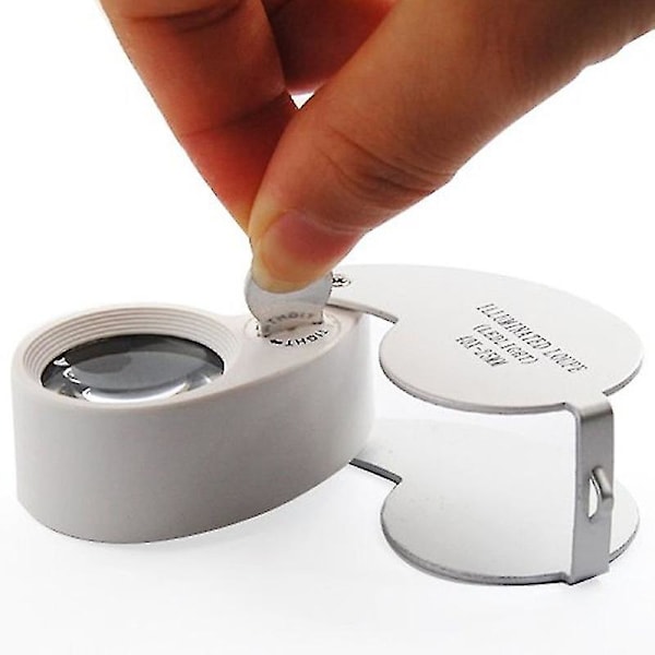 Juveler Lupe Glas Loupe 40X 25mm Øje Lup 2 LED Lys
