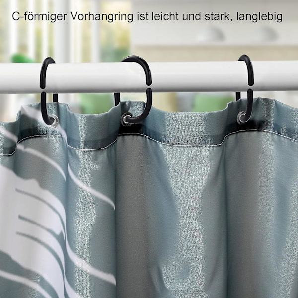12-pack plast glidande duschdraperiringar svart