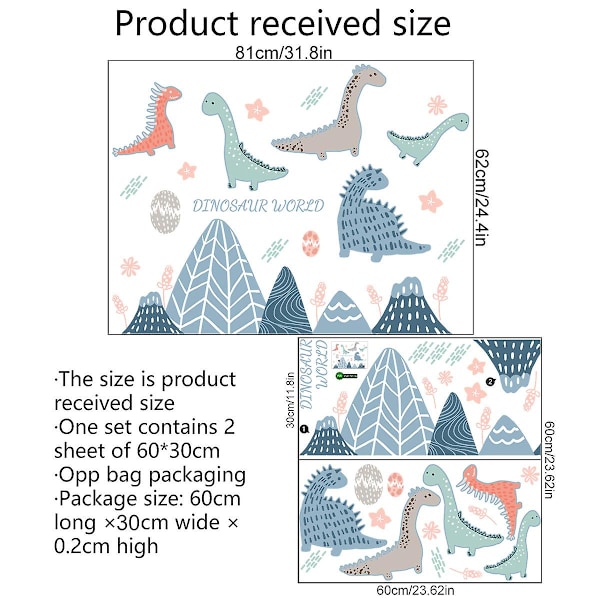 Väggdekaler för barnrum Dinosaurie väggdekaler Dekoration för barnrum