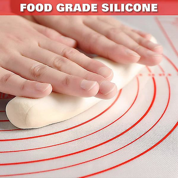 Silikone bagemåtte, 80x60cm Non-stick bagemåtte Skridsikker rulle måtte med målinger til fondant wienerbrød Cookies Pizza dej