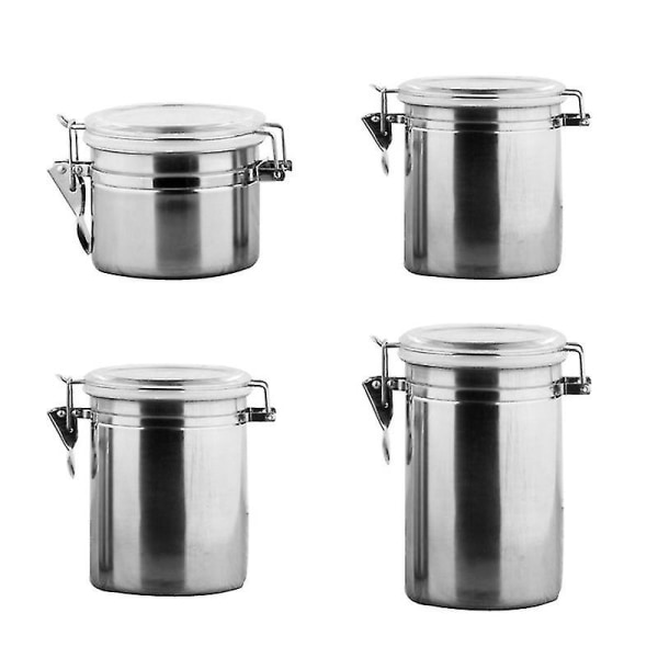 Rostfri lufttät burk med transparent lock för förvaring av kaffe, kex, te och mat (lufttät burk 5 tum 7,5 cm)