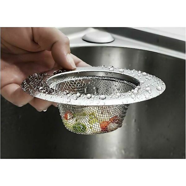 Rustfrit køkkenvask si, køkkenvask afløbssi, køkkenvask si med store 4,5\" diameter brede kanter (2 stk.)
