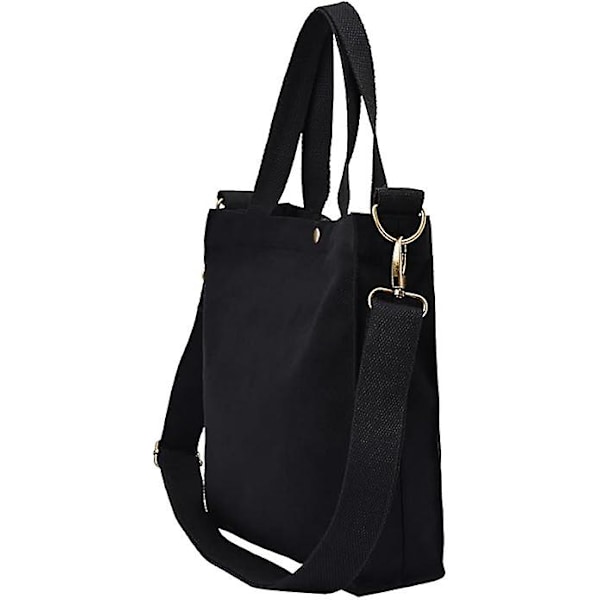 Kraftig canvas VÄSKA Liten MINI STORLEK Bottenstängning Axelväska Lunchväska Handväska Mode Tote Fleranvändning