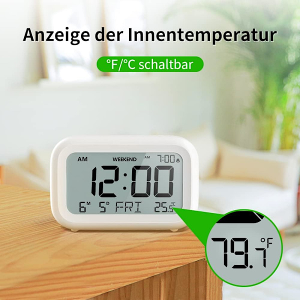 Digital väckarklocka nattduksbord - Batteridriven klocka med LCD-display Volymjusterbar Snooze och helgläge för sovrum skrivbord Resor