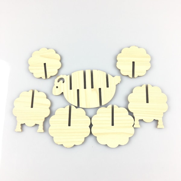 Set of 7pcs Cute Wooden Trivet Pad, Insulated Durable