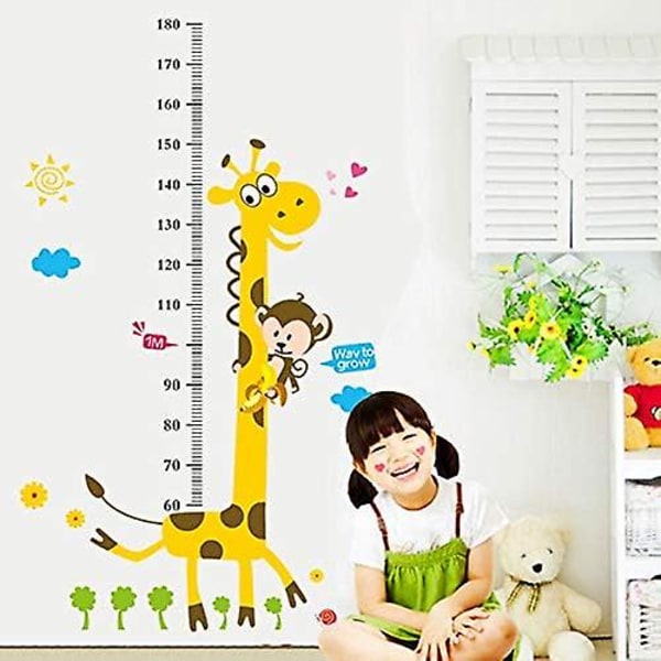 Selvklæbende klistermærker - Abe og Giraf selvklæbende klistermærke - Vægdekoration til børneværelset - 1 ark på 50 x 70 cm