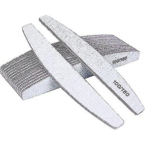 (vit) Professionell nagelfil, 16 st dubbelsidig nagelfil - 100/180 grit tvättbar fil för naglar, salong, husdjur