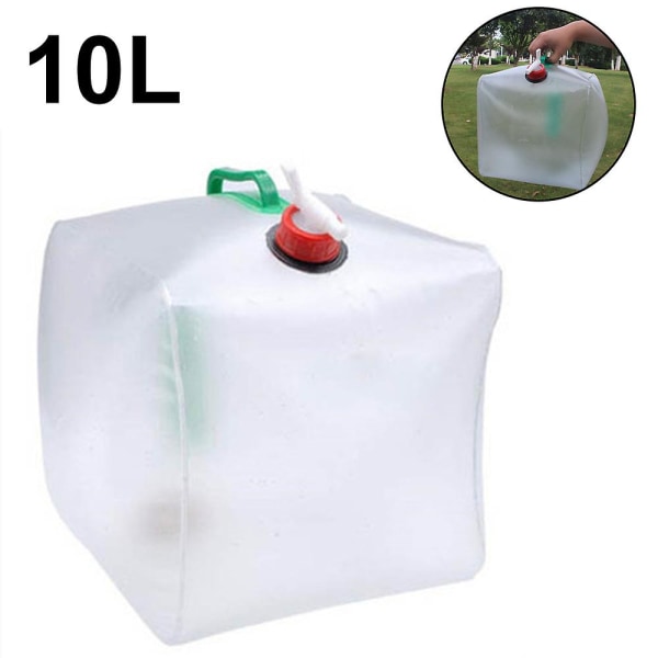 Hopfällbar vattenbehållare Bärbar vattenförvaringsväska, nödvattenförvaringsbärkanna för utomhusvandring Ryggsäck & Survival Kit (10L）