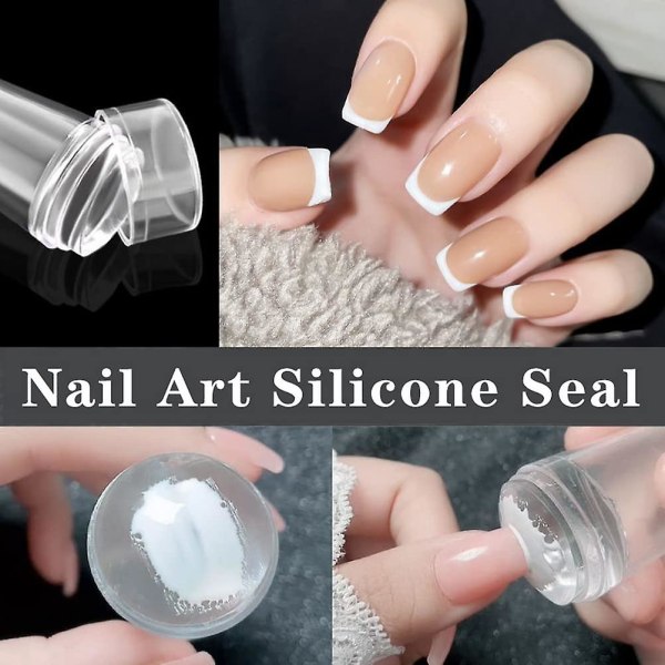 Nail Art Stamper, Silikone Clear Nail Stamping Jelly med skraber, gennemsigtig synlig krop