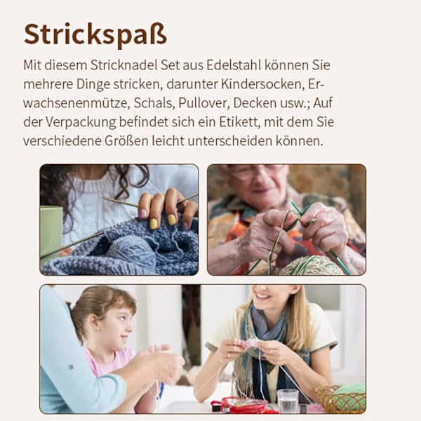 Runde strikkepinde i rustfrit stål, sæt til vævning, håndværk, sweater, syning, værktøj, tilbehør (11 størrelser, 80 cm)
