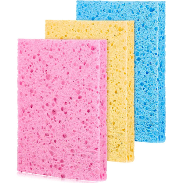 11x7x2cm 3 stk. Cellulose Rengøringssvamp Cellulose Vaskesvamp Farvet Cellulose Opvaskesvamp Absorberende Opvaskeklud Genanvendelig Køkkenrengøring