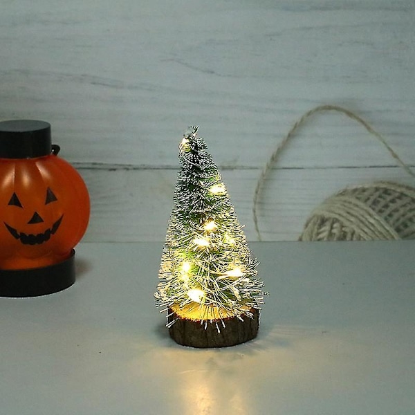 1:12 10cm Dukkehust Miniatyr Liten Julgran Furu Nåler Med Led Lys For Dukkehust Juldekorasjoner Tilbehør