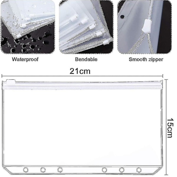 A5-pärmfickor, Plastpärm 6 Hål Zip-mapp