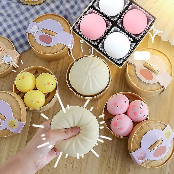 Dumpling Stressboll Fidgetleksak, Dumpling Squishy Stressboll Ångad Fylld Bulle Kläm Stressavlastande Leksak, Degbollar Squishy Dumpling Fidget