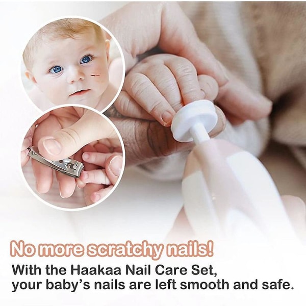 Baby elektrisk neglefil - elektrisk neglefil for barn - multifunksjonell negleklipper for barn 6 i 1 sett med LED-lys for babyer og voksne