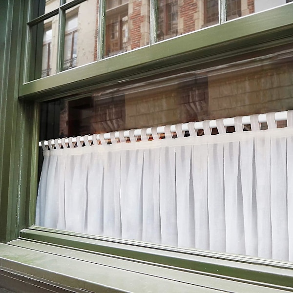 Justerbar gardinstång i plast, fönstersträckningsstång, självhäftande krokar, 40-60 cm (vit, 2 st)