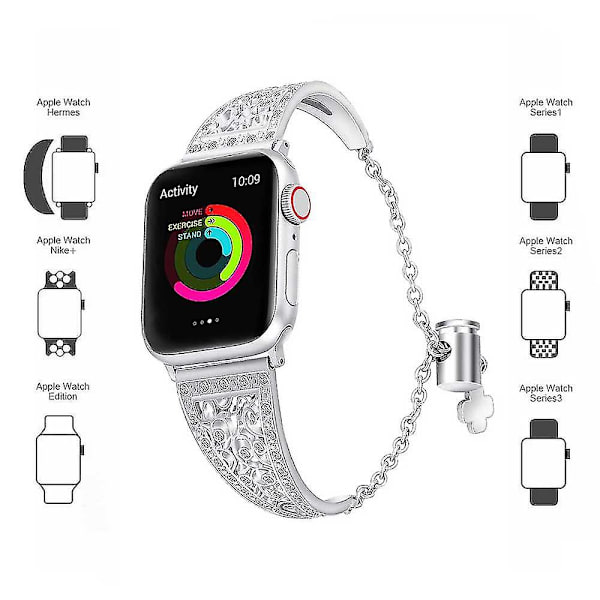 Kompatibel med Apple Watch-armband 38 mm 42 mm kvinnor, unikt metallarmband