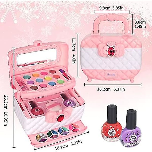 Barnmakeupset för flickor, tvättbart barnmakeupset flickleksaker, flickmakeup barnleksaker julklappar födelsedagspresenter för 4 5 6 7 8 9 10 år gamla