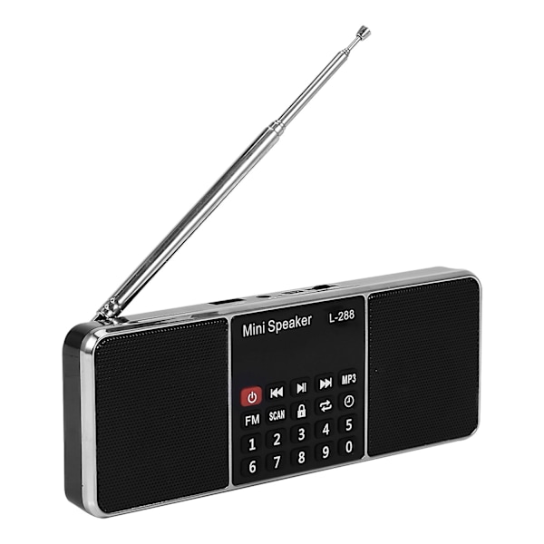 Mini Bärbar Uppladdningsbar Stereo L-288 FM Radiohögtalare LCD-Skärm Stöd för TF-kort USB-disk MP3 Mu