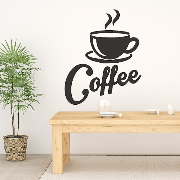 En kopp med varm kaffe väggdekal, väggklistermärke, modern väggdekoration för vardagsrum, sovrum, kök, kontor