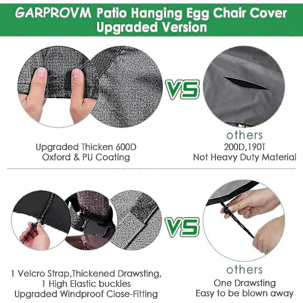 Patio Egg Chair Cover 600d Utomhus Rattan Gungstolar Skydd För Stora Ägg Vattentät Dammtät Trädgårdsmöbler Skydd Med Utomhus Stol Skydd, 190x115cm