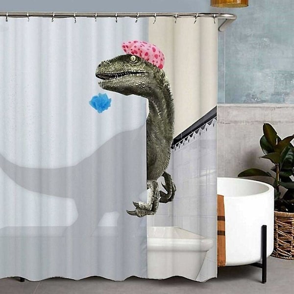 Dinosaurie mönstrad duschdraperi 180 x 180 cm duschdraperi, anti-mögel, vattentät, tvättbar,