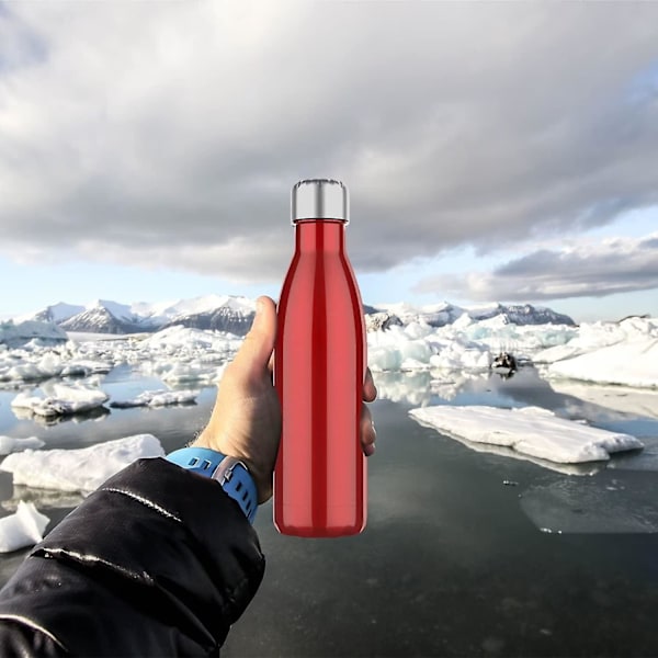500 ml isolerad vattenflaska, dubbelväggig vakuumflaska i rostfritt stål håller kallt i 24 timmar och varmt i 18 timmar - BPA-fri, Claret