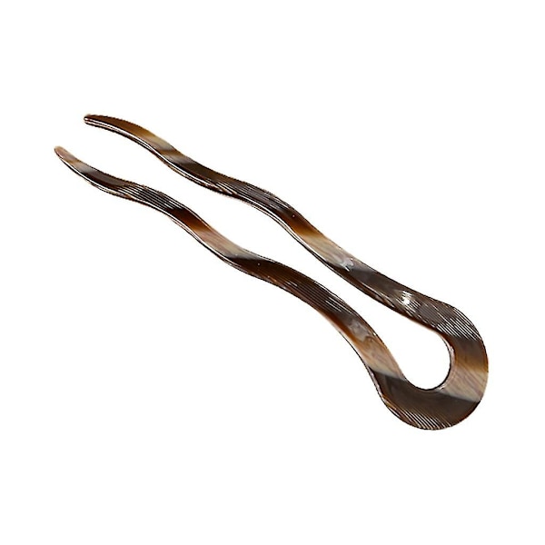 Twist Hårpind af Acetat Stor Bølget U-formet Hårspænde Skildpadde Chignon Pin