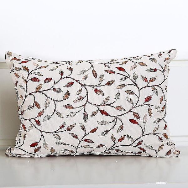 2 stk Bløde Pudebetræk med Jacquard Bladmønster, Rektangulære (30x50cm)