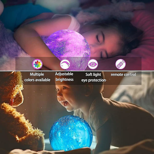 3D Månelampa med Stativ, Stjärnhimmel Måne Nattlampa för Sovrum, 16 Färger Lava Lampor Rymdlampa