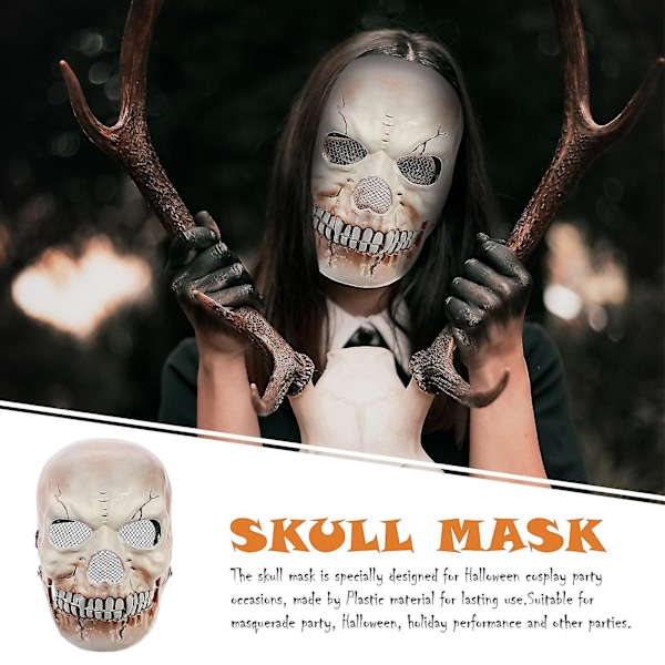 Skummel Halloween Cosplay Hodeskallemaske Horror Partymaske Rekvisitt Krypende Skjelettmaske