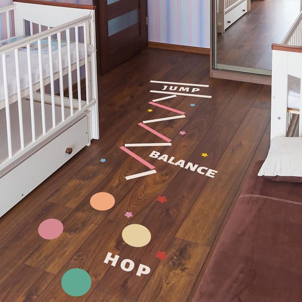 Farverige fødder Puslespil Hopscotch Game Start vægklistermærker, aftagelige DIY Kunst Ground Corridor Tapet Dekoration til børn Soveværelse, Vuggestue, Klasseværelse