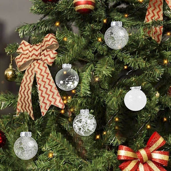 24 st julgranspynt 6 cm/2,36 tum Färgade Plast Transparenta Kulor Set Osplitterliga Målade Kulor