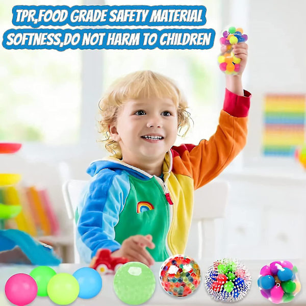 Stressbolde Fidget Legetøj Stressbold Til Børn - 8 Pak Sensory Bead Ball Angst