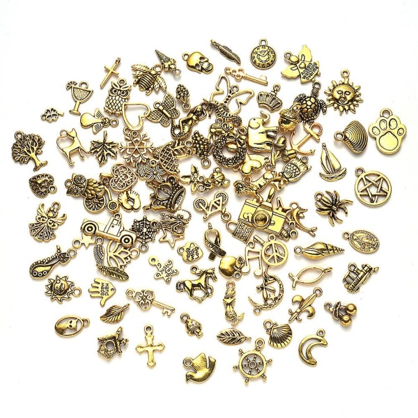 100 st tibetanska antika guldberlock blandade hängen diy för armband halsband Smycketillverkning och hantverk