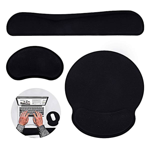 3-pack handledsstöd med musmatta, handledsstöd för mus, ergonomiskt handledskudde och minnesskummaterial