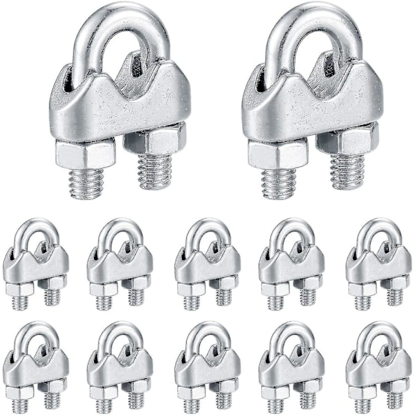 12 stk. Wire Rope Clips Klemmer, U-Bolt Saddelbeslag, U-Formet Klemmer, Rustfrit Stål