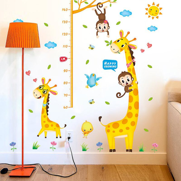 Et sæt Wall Stickers højde måling dyr skyer sol Wall Stickers vægdekoration til stue Soveværelse køkken kontor
