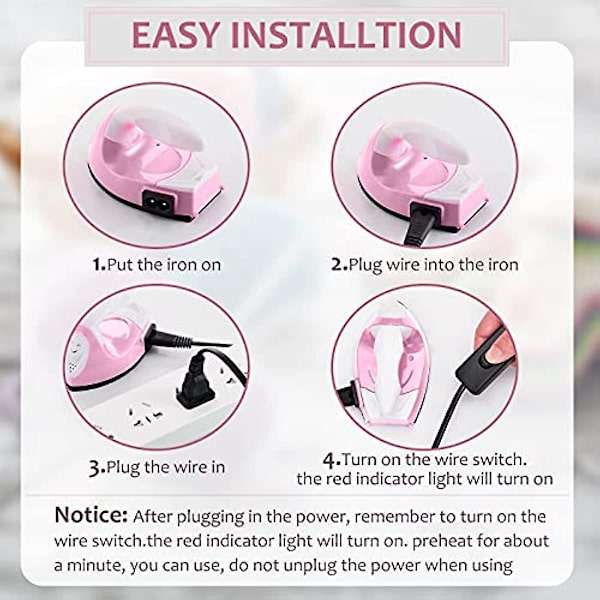 Mini Craft Iron Mini Värmepress Mini Strykjärn Bärbar Praktisk Värmepress Liten Strykjärn med Laddningsbas Tillbehör, Blå