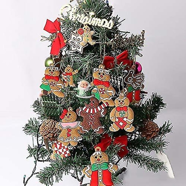 12-pack Pepparkaksgubbe Julgranspynt, 3 tum hög, Pepparkaksgubbe Hänge, Julgranspynt, Semesterdekorationer.