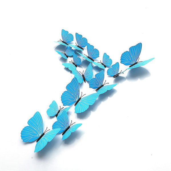 2 förpackningar, 3D Butterfly Wall Art Sticker, Blå