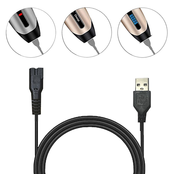 Hundehårtrimmere USB-ladekabel Elektrisk adapter Strømkabel Lader for kjæledyrhårklipper for USB-kabel av høy kvalitet